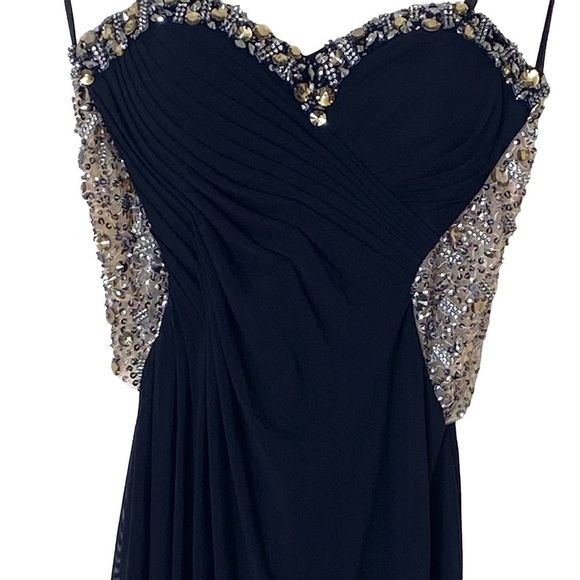 La Femme Chiffon Ruched Open Back Sequin Maxi Dress, Size 0 (Flawed) - Picture 4 of 12